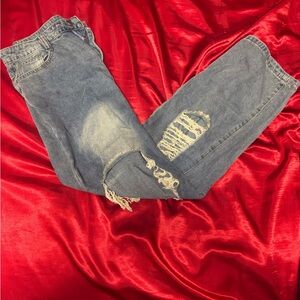 SHEIN Gray High Rise Jeans Distressed Style